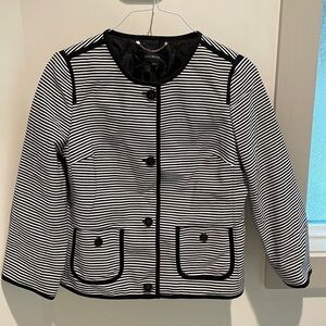 Talbots Women’s Striped Ribbed Blazer Black/White 10